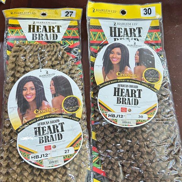 Crochet Braid Hair 7 Packs Kanekalon 12" Heart Braid Hair Extensions - Picture 3 of 13